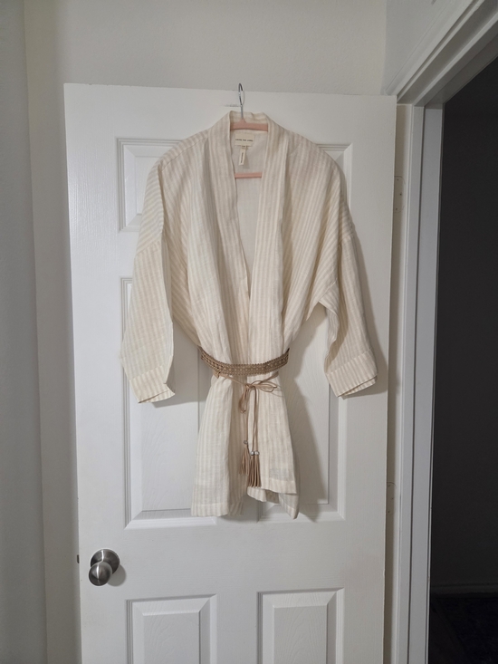 Laude The Label Tops - Laude the Label Women's Organic Linen Belted  Kimono Top. OS